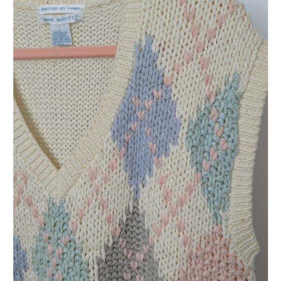 80s Pastel Argyle Sweater Vest - Picture 2 of 4